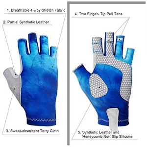 Gants de pêche sportive sans doigts respirants de camouflage sur mesure 50 Protection solaire pour la voile Wader Style-Doux Confortable - Product Image 3