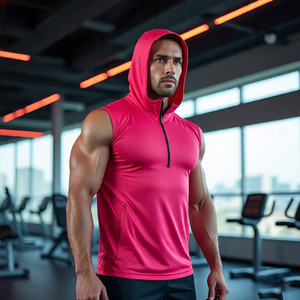 Fitness Gym musculation sweat à capuche sans manches hommes séchage rapide fermeture éclair sport gilet mâle athlétique entraînement fermeture éclair maillots vestes hommes - Product Image 4