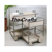 Chariot de service à petit-déjeuner en bois à trois niveaux avec 4 roues, taille et forme personnalisées pour usage commercial hôtelier, salle à manger et salon