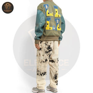 Vente en gros pour la meilleure qualité dans une conception différente avec des vestes d'université de baseball imprimées en laine de cuir de couleur unie - Product Image 4