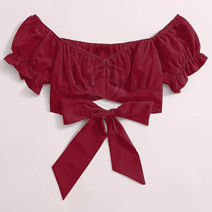 เสื้อครอปผ้าฝ้ายระบายอากาศสำหรับผู้หญิงเสื้อครอปเอวลอยออกแบบได้ตามต้องการ - Product Image 4