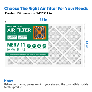 Filtro de Aire Acondicionado SUIXINEYI Premium MERV 11, Filtro de Aire Rectangular para Horno de 14x25x1 Pulgadas, Reduce Alérgenos, Polvo y Pelusa de Mascotas - Product Image 3