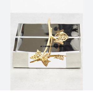 High Quality Brass Leaf Design for Home Hotel Restaurant Tableware <b>Decor</b> Customized Size Modern Metal <b>Paper</b> and Tissue Holder - Product Image 3