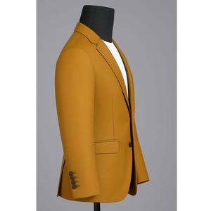 Blazer Dorado Mostaza Exclusivo para Hombre, de Alta Demanda, con Corte de Corte, Ideal para Fiestas, Desfiles de Moda y Eventos Empresariales, en Venta - Product Image 1
