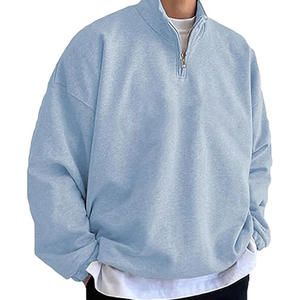 Sudadera con cremallera de cuarto para hombre, sudaderas informales de manga larga con cuello simulado de lana para exteriores - Product Image 5