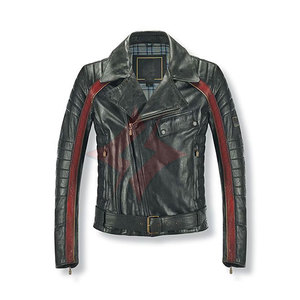 Chaqueta de Motociclista de Cuero Personalizada de Alta Gama para Hombre con Logotipo Frontal, Resistente al Viento, Transpirable y de Lujo - Product Image 1
