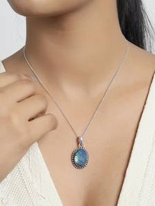 Collier pendentif en pierre précieuse labradorite pour femme en argent sterling 925 massif, design fait à la main avec chaîne, pierre de naissance de février - Product Image 5