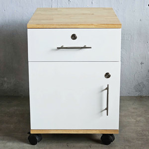 White 40x50x50cm Rubber Wood Personal <b>Locker</b> with 2 Drawers <b>Storage</b> <b>Lockers</b> Series TCN68013 - Product Image 3