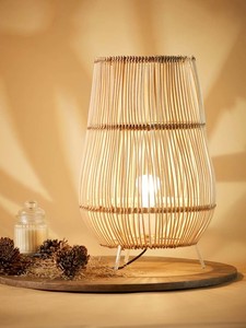 Handmade Rattan Lamp Shade Customized Design Farmhouse Style Desk Lamp with Warm White LED <b>Lighting</b> Creative Weave - Product Image 5