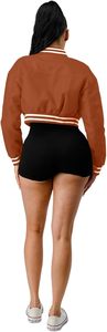 Vestes universitaires personnalisées de la meilleure qualité pour femmes, grande taille, hiver, respirantes, en cuir/laine, col rond, bouton décoratif, broderie en laine - Product Image 4