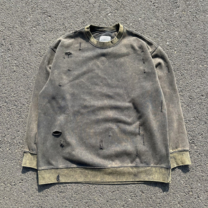 Sweat-shirt à col rond vintage pour homme, 100% coton, streetwear à épaules tombantes pour l'hiver, prix de gros - Product Image 6