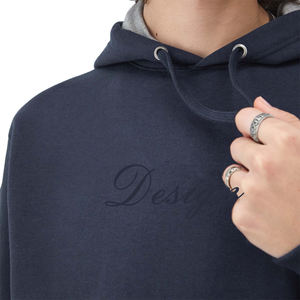 Sweat à capuche d'hiver en polaire de poids moyen de qualité supérieure avec inscription tonale, pull décontracté, service OEM, cordon de serrage, poche avant, unisexe - Product Image 4