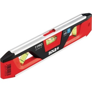 Nivel de burbuja SOLA Torpedo T PRO 23 cm, aluminio/plástico ABS, rojo/negro, precisión de 1 mm/m - Product Image 1