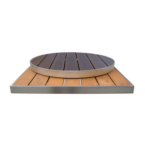 Bistrot commerciale in alluminio, piano di lavoro in legno, 24x24, <span class=keywords><strong>30x30</strong></span>, tavolo rotondo da pranzo all'aperto, tavolo da ristorante in legno di plastica - Product Image 3