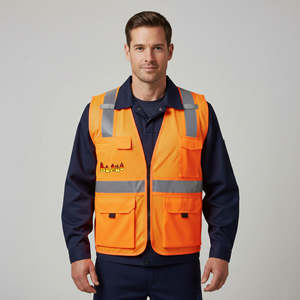 OEM Reflective <b>Tape</b> <b>Safety</b> Work Vest ANSI Class 2 Waterproof with LED Flash High Visibility Front Pockets Mesh Custom Men - Product Image 6
