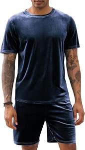 Conjunto Deportivo Informal para Hombre, Diseño Moderno, Color Liso, Chándal de Verano, Camiseta y Pantalones Cortos de Terciopelo, Ropa para Correr - Product Image 3