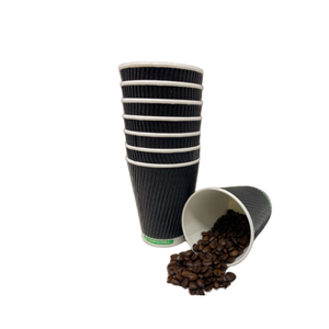 Vasos desechables ondulados 100%, vajilla de papel, bebidas calientes/frías, 4oz/6oz/9oz/12oz/16oz, fiestas negras, eventos, cumpleaños, bodas - Product Image 5