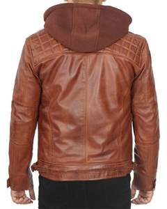 Veste en cuir matelassé avec capuche détachable pour homme Johnson - Product Image 2