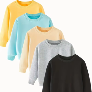 5 Sudaderas de Forro Polar de Color Sólido para Bebé, Informales, Versátiles, Modernas, de Manga Larga, de Alta Calidad, Personalizadas al 100% - Product Image 1