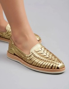 Mocassins en cuir tissé pour femmes, chaussures plates à enfiler, respirantes, antidérapantes, chaussures de marche décontractées - Product Image 6