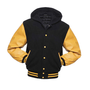 2025 mejor diseño de tendencia Venta caliente de alta calidad de impresión de logotipo personalizado hombres mangas de cuero Stand Collar hombres Varsity chaqueta - Product Image 1