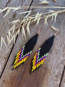 Pendientes bohemios con cuentas con diseño turquesa y flecos en cascada, regalo de joyería único de MS Handicraft - Product Image 2