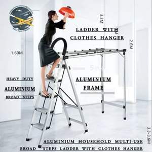 Échelle en aluminium polyvalente à 5 étapes avec de larges marches à usage domestique avec fonction de cintre au meilleur prix - Product Image 4