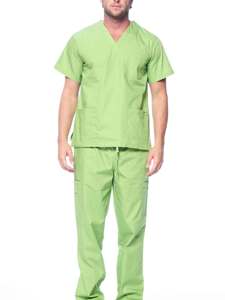 Costumes de gommage médical vert clair de haute qualité uniformes d'hôpital unisexe pour le personnel de clinique d'infirmières en toile de Polyester de coton - Product Image 2