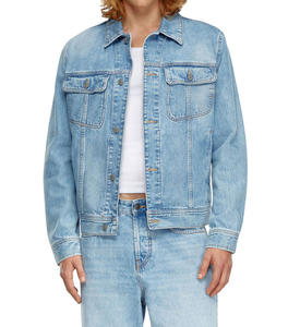 OEM Factory Custom Design Denim Jacket Streetwear Vintage Embroidery Rhinestone Men's Denim Jacket - Product Image 4