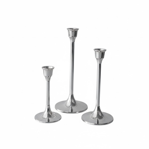 Modern <b>Silver</b> Aluminium Handmade Eco-Friendly Luxury Unique Candle Holder Set 3 Polished Metal <b>Candlestick</b> Holders Home Tabletop - Product Image 6