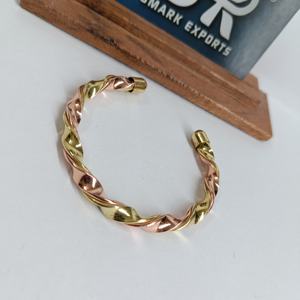 Engraved Plain Brass Copper Bangle Handmade Open Cuff <b>Kada</b> Bracelet Traditional Adjustable Lightweight Unisex Wrist Wear Metal - Product Image 5
