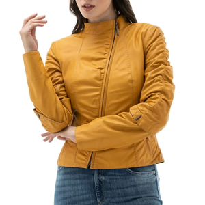 2025 chaquetas de cuero puro originales de diseño moderno de alta calidad para mujer, chaqueta de cuero de piel de oveja auténtica para mujer - Product Image 2