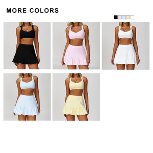 Conjunto de falda de tenis para mujer con logotipo personalizado al por mayor, falda de golf rosa, ropa de gimnasio de talla grande, vestido deportivo con pantalones cortos de alta calidad - Product Image 4