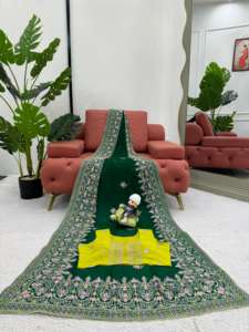 Elegante Faux Georgette Saree con trabajo de hilo y blusa de trabajo de hilo a juego con interior Pedidos al por mayor a granel - Product Image 4