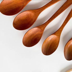 Eco-Friendly Lightweight Stylish 40-60 Pcs <b>Wooden</b> Spoon <b>Set</b> Natural Wood Finish Sustainable Degradable Disposable Cooking Tool - Product Image 1