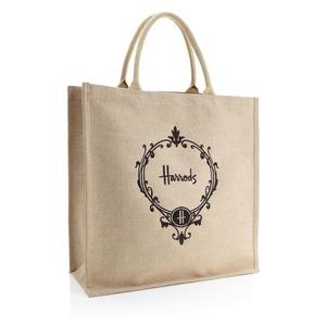 Bolsas de yute 100% de materiales ecológicos al por mayor, bolsas de yute de arpillera en blanco con asas, logotipo impreso personalizado - Product Image 2