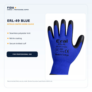 ถุงมือทำงานเคลือบโพลีเอสเตอร์ไนไตรล์แบบถัก สีน้ำเงิน - Product Image 5