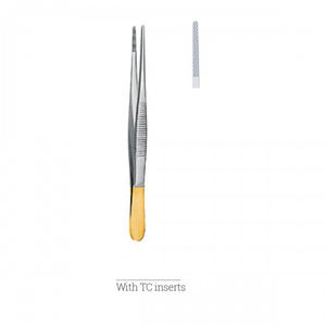 Pinzas para instrumentos quirúrgicos dentales de carburo de tungsteno con puntas dentadas, pinzas para colocar y quitar apósitos de tejido con inserciones TC - Product Image 1