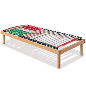 EVERGREENWEB Rete Letto Fissa Hecho en Italia, Soportes de Madera de Faggio y Amortiguadores, Ajustable y Amortiguado, Patas Desmontables - Product Image 1