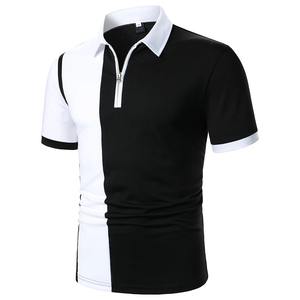 Polo de manga corta de dos colores para hombre, ropa de hombre, Camisa ajustada con diseño de cremallera, ropa de calle, moda informal - Product Image 6