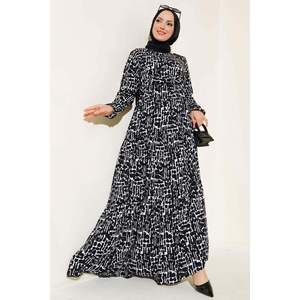 Patrón Mármol Cintura Túnel Vestido Negro - Product Image 3