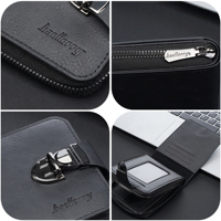 Dompet Pria Baellerry Logo Kustom Vintage Bahan PU Retro Multi-kartu Tempat Koin Dompet Pendek Pintar dengan Ritsleting