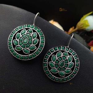 Pendientes de tuerca con diseño de loto redondo oxidado con perla para ropa de fiesta informal, joyería de piedras preciosas para mujer para regalos - Product Image 5