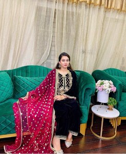 ชุดกำมะหยี่ปาร์ตี้ดีไซน์เนอร์ใส่ได้กับ dupatta - Product Image 1