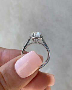 Bijoux fins faits à la main 18K or pur Halo Solitaire bagues avec poire coupe laboratoire diamant prong ensemble luxe pavé diamant bagues - Product Image 6