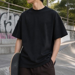 T-shirt Homme M&O à Épaules Tombantes, Coton Biologique 300 GSM, Impression Personnalisée, Grande Taille, Style Urbain, Noir - Product Image 4
