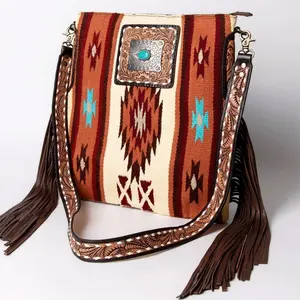 Yeni varış Aztec eyer battaniye batı Crossbody çanta ile el takım askısı üst kaliteli çanta saçak püskül çanta