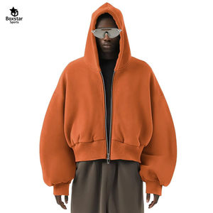 Alta calidad de encargo de la gota hombros en blanco de lana de peso pesado con cremallera sudaderas con capucha de gran tamaño Boxy Fit 500gsm sudaderas con cremallera a bajo precio - Product Image 3