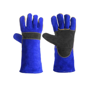 Venta caliente resistente al calor Protección Laboral mano seguridad cuero soldadura guantes pistola Palma jardín construcción guantes de cuero - Product Image 5