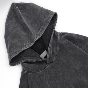 Sudadera con Capucha Básica Cómoda con Lavado Ácido para Hombre, Corte Regular, Invierno, Color Sólido, 100% Algodón, Felpa, Impermeable, Cortavientos, Transpirable - Product Image 3
